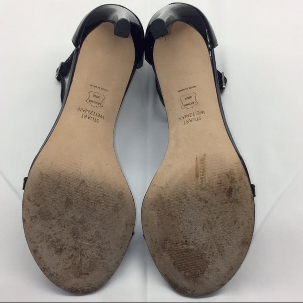 Stuart weitzman Black Nudistsong Ankle Strap Patent Leather Heels Pumps US 7m